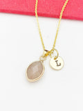 Strawberry Quartz Necklace, Natural Gemstone Strawberry Quartz Teardrop Charm, Personized Gift, N4987-A
