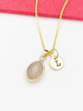 Strawberry Quartz Necklace, Natural Gemstone Strawberry Quartz Teardrop Charm, Personized Gift, N4987-A