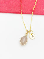 Strawberry Quartz Necklace, Natural Gemstone Strawberry Quartz Teardrop Charm, Personized Gift, N4987-A