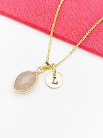 Strawberry Quartz Necklace, Natural Gemstone Strawberry Quartz Teardrop Charm, Personized Gift, N4987-A