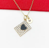 Gold Ace of Heart Necklace, Poker Gift, N5150