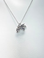 Silver Acorn Maple Leaf Necklace, Autumm Fall Gift, N727A