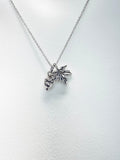 Silver Acorn Maple Leaf Necklace, Autumm Fall Gift, N727A