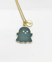 Gold Cute Black Ghost Necklace, Personalized Gifts, N3695-A