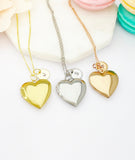 Rose Gold Silver Gold Heart Locket Necklace Love, Keepsake Photo Frame, Personalized Customized, N5179