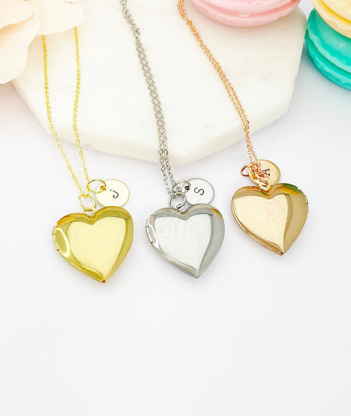 Rose Gold Silver Gold Heart Locket Necklace Love, Keepsake Photo Frame, Personalized Customized, N5179