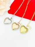 Rose Gold Silver Gold Heart Locket Necklace Love, Keepsake Photo Frame, Personalized Customized, N5179
