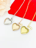 Rose Gold Silver Gold Heart Locket Necklace Love, Keepsake Photo Frame, Personalized Customized, N5179
