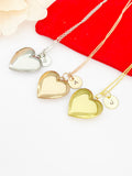 Rose Gold Silver Gold Heart Locket Necklace Love, Keepsake Photo Frame, Personalized Customized, N5179