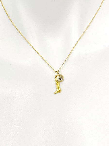Gold High Heel Boot Necklace Personalized Gifts, N5190