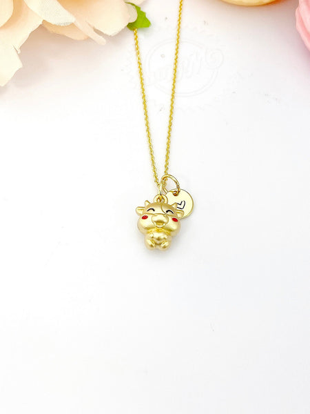 Gold Cattle Necklace Personalized Gifts, N5192