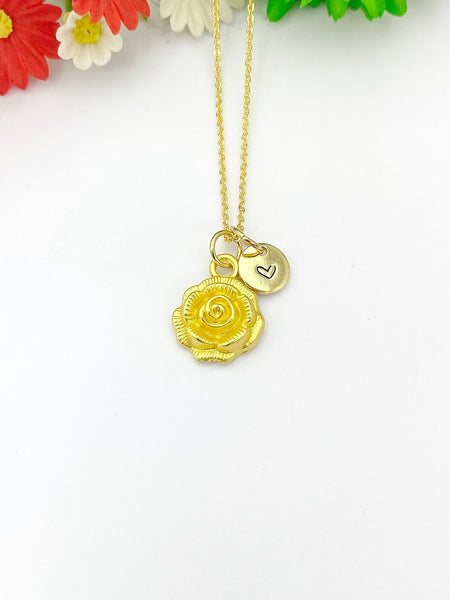 Gold Rose Flower Necklace Birthday Gifts, Personalized Gifts, N5198