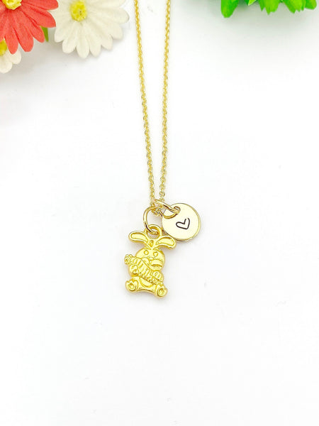 Gold Rabbit Holding Carrot Necklace, Birthday Gifts, Personalized Gifts, N5202