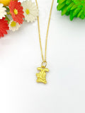 Gold Rabbit Holding Carrot Necklace Birthday Gifts, N5202A