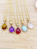 Natural Gemstone Necklace, Rose Quartz, Tiger Eye, Amethyst, Strawberry Quartz, Amazonite, Best Gift for Girlfriends, N4988-A