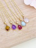 Natural Gemstone Necklace, Rose Quartz, Tiger Eye, Amethyst, Strawberry Quartz, Amazonite, Best Gift for Girlfriends, N4988-A