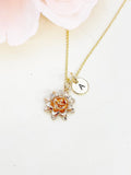 Lotus Necklace Gold or Silver Necklace Mother's Day Gifts, Personalized Gifts, N2185A