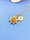 Lotus Necklace Gold or Silver Necklace Mother's Day Gifts, Personalized Gifts, N2185A
