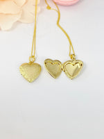 Gold Heart Locket Necklace, Best Valentine's Day Gift for Girlfriend from Boyfriend, Birthday Gift, N4223