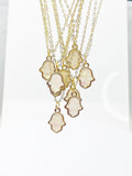 Gold Hamsa Necklace, Hand Charm, Opal Hamsa Charm, White Imitation Opal Charm, Personalized Gift, N1484-A
