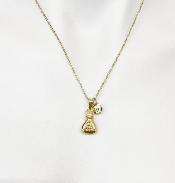 Gold Money Bag Necklace, Luck Gift, Personalized Gifts, N5153-B