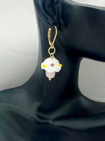 Gold Cupcake Earrings, Handmade Lampwork Pink Cupcake Charm, Bakery Gift, AN5154
