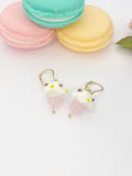 Gold Cupcake Earrings, Handmade Lampwork Pink Cupcake Charm, Bakery Gift, AN5154