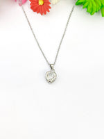 Silver Heart Cubic Zirconia Necklace, Women Gift, N5157