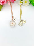Rose Gold Cherry Blossom Necklace, Real Press Flower, Gold Sakura Necklace, Japanese Girlfriends Gift, N5158
