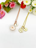 Rose Gold Cherry Blossom Necklace, Real Press Flower, Gold Sakura Necklace, Japanese Girlfriends Gift, N5158