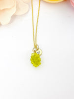 Grape Necklace, Gold Green Grape Necklace, Girlfriends Gift, N5159A