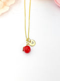 Lychee Necklace, Gold Red Lychee Litchi Fruit Necklace, Birthday Gift, N5166