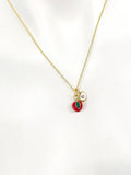 Lychee Necklace, Gold Red Lychee Litchi Fruit Necklace, Birthday Gift, N5166