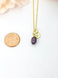 Raspberry Necklace, Gold Purple Raspberry Fruit Necklace, Birthday Gift, N5167
