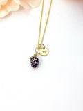 Raspberry Necklace, Gold Purple Raspberry Fruit Necklace, Birthday Gift, N5167