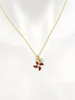 Pinwheel Necklace, Gold Beautiful Pinwheel Necklace, Red, Windmill Toy, Birthday Gift, N5171B