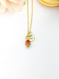 Tulip Necklace, Gold Beautiful Red Tulip Necklace Birthday Gifts, Personalized Gifts, N5172