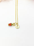 Tulip Necklace, Gold Beautiful Red Tulip Necklace Birthday Gifts, Personalized Gifts, N5172