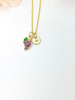 Grape Necklace, Gold Beautiful Purple Grape Necklace, Foodie Gift, Birthday Gift, N5173