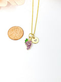 Grape Necklace, Gold Beautiful Purple Grape Necklace, Foodie Gift, Birthday Gift, N5173
