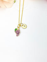 Grape Necklace, Gold Beautiful Purple Grape Necklace, Foodie Gift, Birthday Gift, N5173