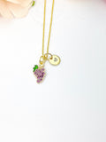 Grape Necklace, Gold Beautiful Purple Grape Necklace, Foodie Gift, Birthday Gift, N5173
