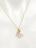 Butterfly Necklace, Gold Beautiful Pink Butterfly Necklace, Mom Gift, Birthday Gift, N5174
