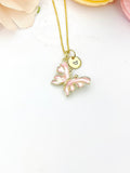 Butterfly Necklace, Gold Beautiful Pink Butterfly Necklace, Mom Gift, Birthday Gift, N5174