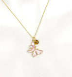 Butterfly Necklace, Gold Beautiful Pink Butterfly Necklace, Mom Gift, Birthday Gift, N5174