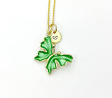 Butterfly Necklace, Gold Beautiful Green Butterfly Necklace, Mom Gift, Birthday Gift, N5174C