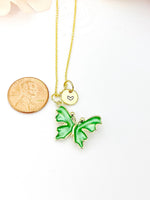 Butterfly Necklace, Gold Beautiful Green Butterfly Necklace, Mom Gift, Birthday Gift, N5174C