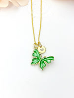 Butterfly Necklace, Gold Beautiful Green Butterfly Necklace, Mom Gift, Birthday Gift, N5174C