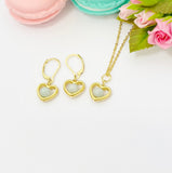 Jadeite Necklace, Jadeite Earrings, Heart Jade, Natural Jadeite, Gemstone Jewelry, N5177