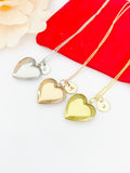Rose Gold Silver Gold Heart Locket Necklace Love, Keepsake Photo Frame, Personalized Customized, N5179